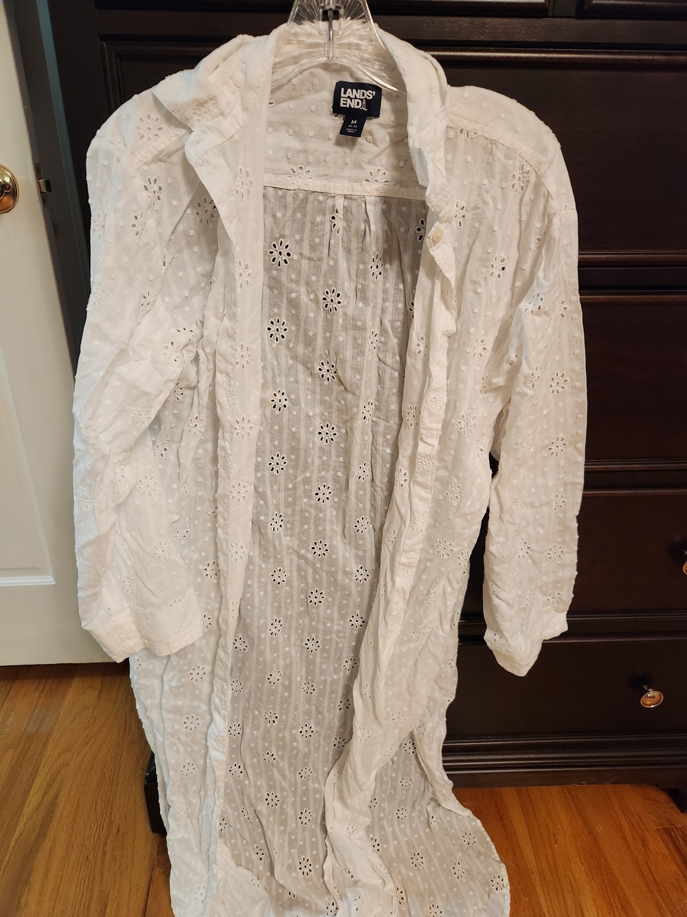 Lands' End White Eyelet Duster Beach Coverup